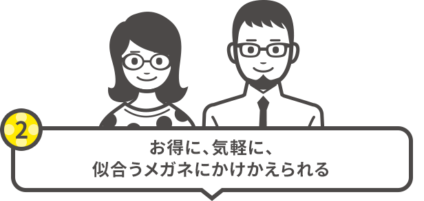 お得に、気軽に、似合うメガネにかけかえられる